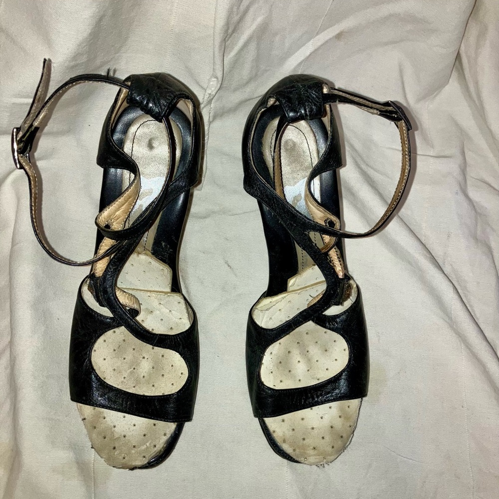 Mr. Tango Black Leather Tango Shoes – Size 7.5A Narrow, 8–9 cm Heel